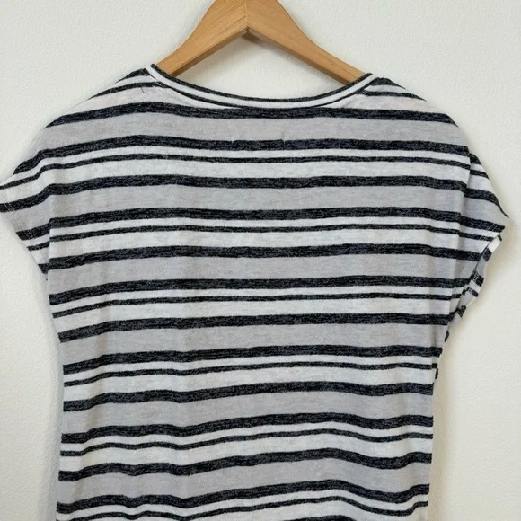 Lou & Grey for Loft Striped Gray Tee Crew Neck Small - Picture 5 of 10